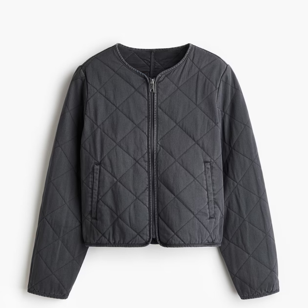 NWOT H&M Quilted Jacket - Charcoal Gray Size L